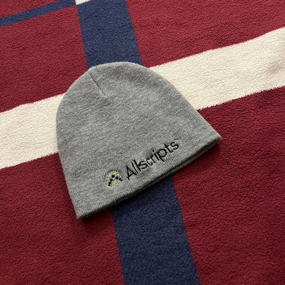 Allscripts software grey beanie skully hat embroidered winter headgear 16-20”